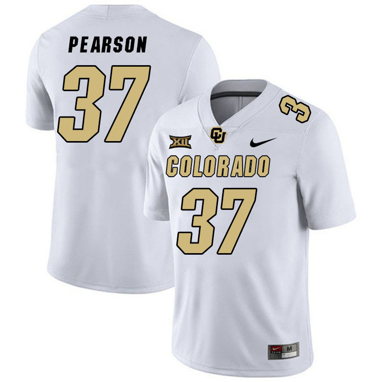 Colorado Buffaloes #37 Morgan Pearson Big 12 Conference College Football Jerseys Stitched Sale-White